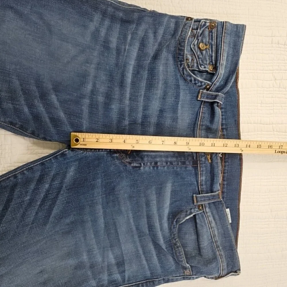 True Religion Jeans Men's 42x31 Blue Straight Denim Faded Whiskers‎ Streetwear